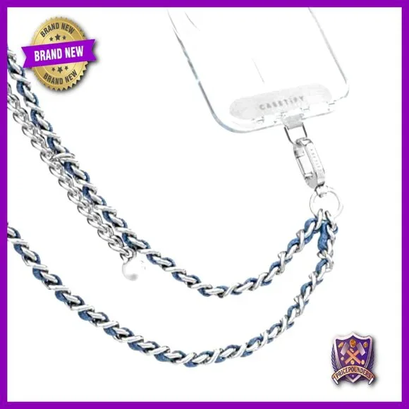 Denim Chain Cross-body Strap Adjustable Y2K Chic Minimal Phone Accessory - Picture 2 of 3